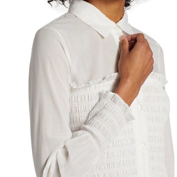 Veronica Beard NWT Kelsey Long Sleeve Cotton Shirtdress In White Size 8 - Picture 3 of 10